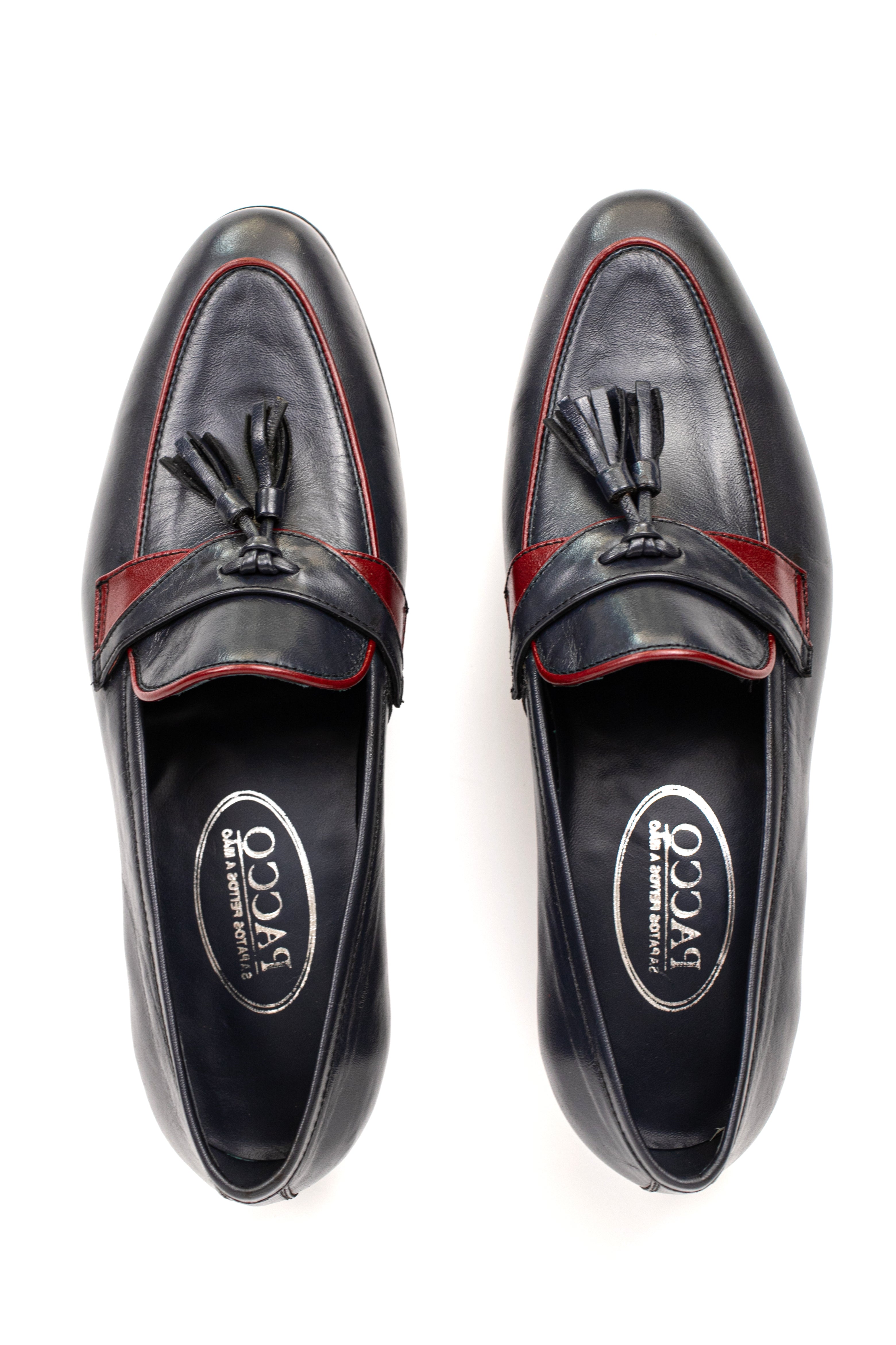 Tassel Loafer criação do Pacco - Enrico cor Azul Marinho com Vinho