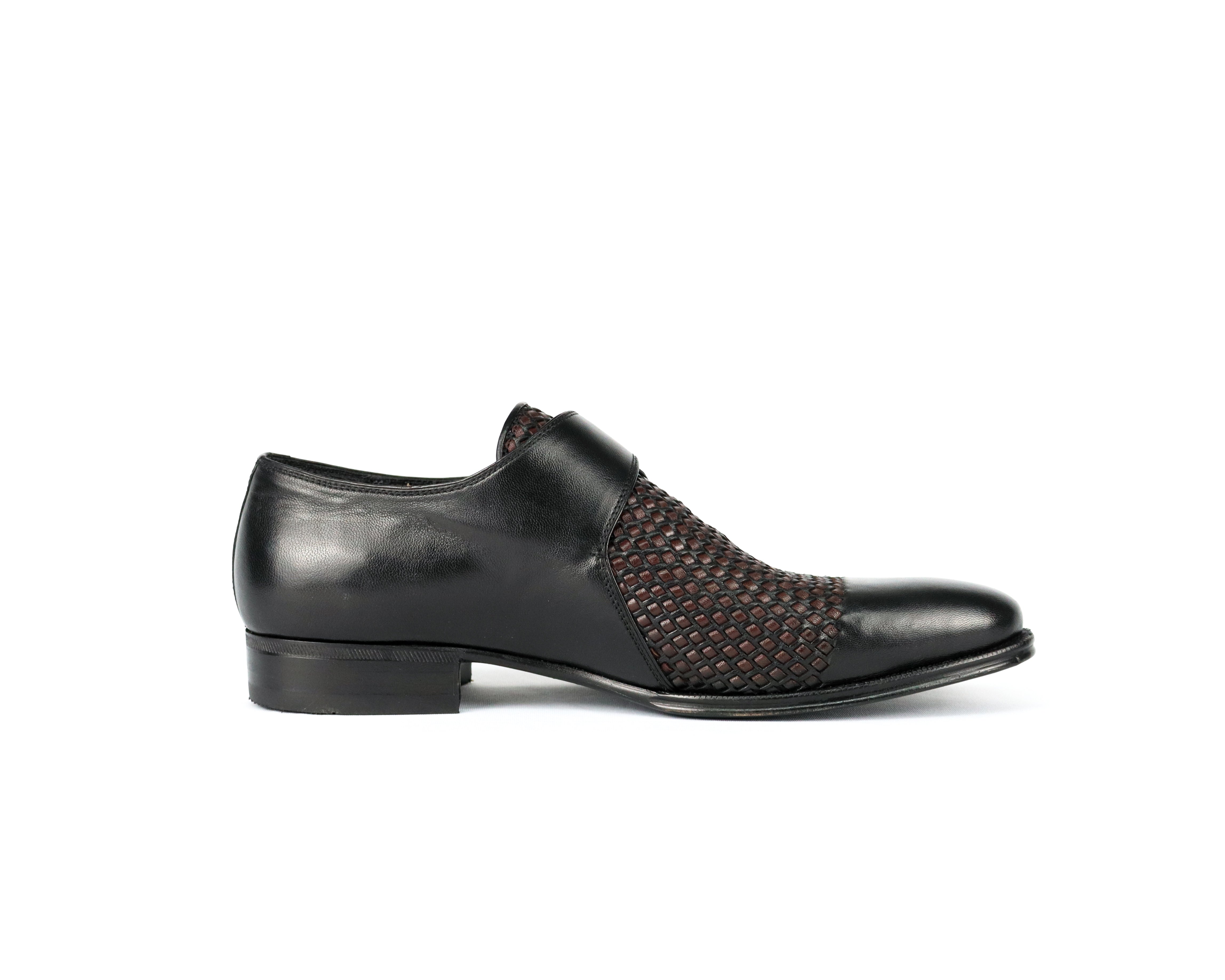 Sapato Monk Carlos - Couro liso com detalhe em Tresse Manual