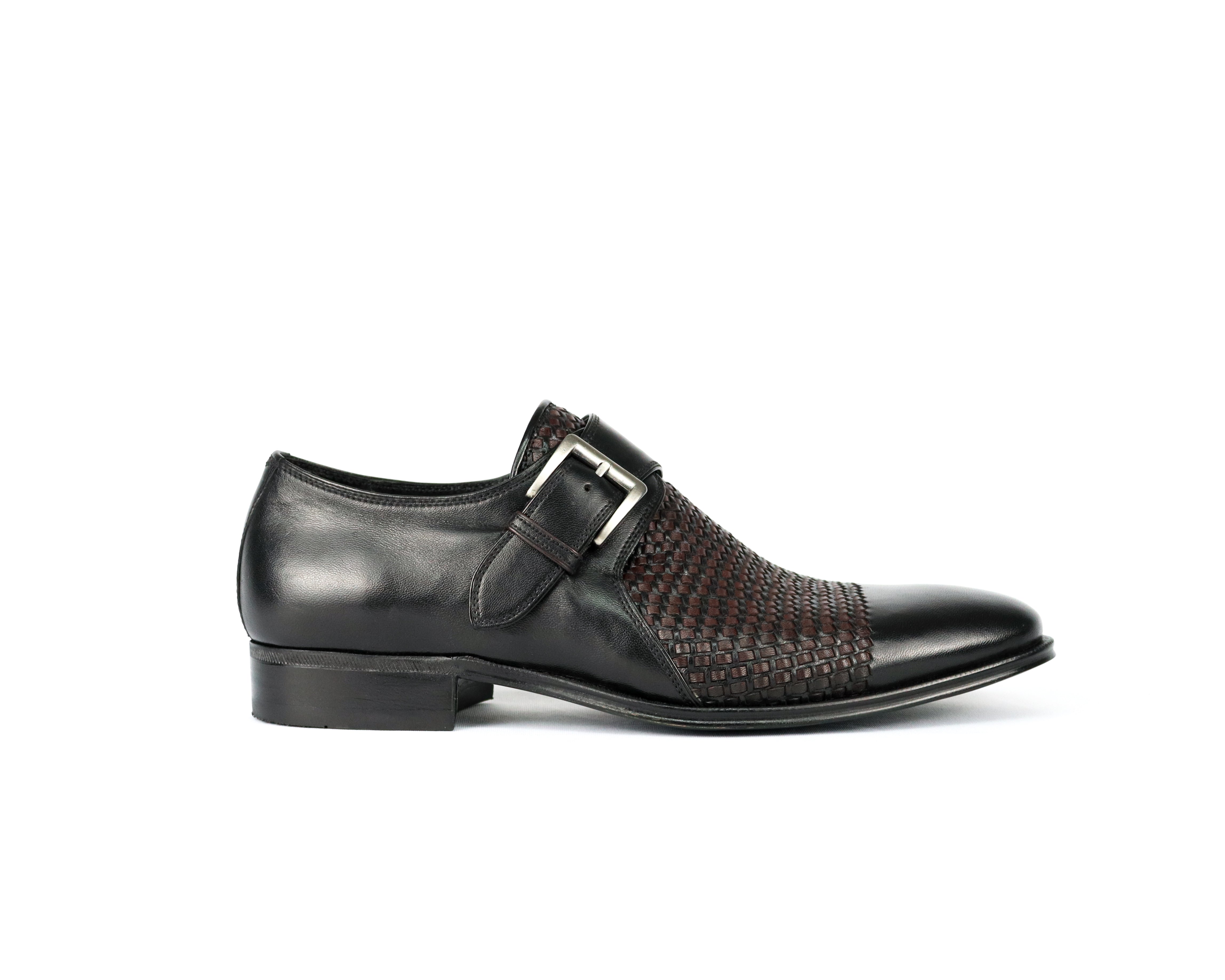 Sapato Monk Carlos - Couro liso com detalhe em Tresse Manual