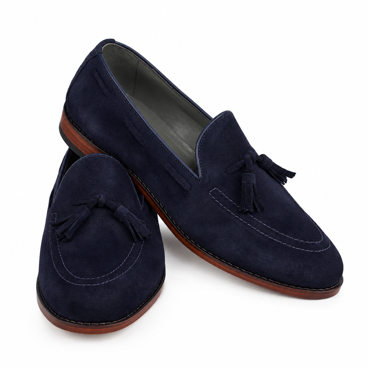 Tassel Loafer Windsor em camurça suede - cor Azul Índigo