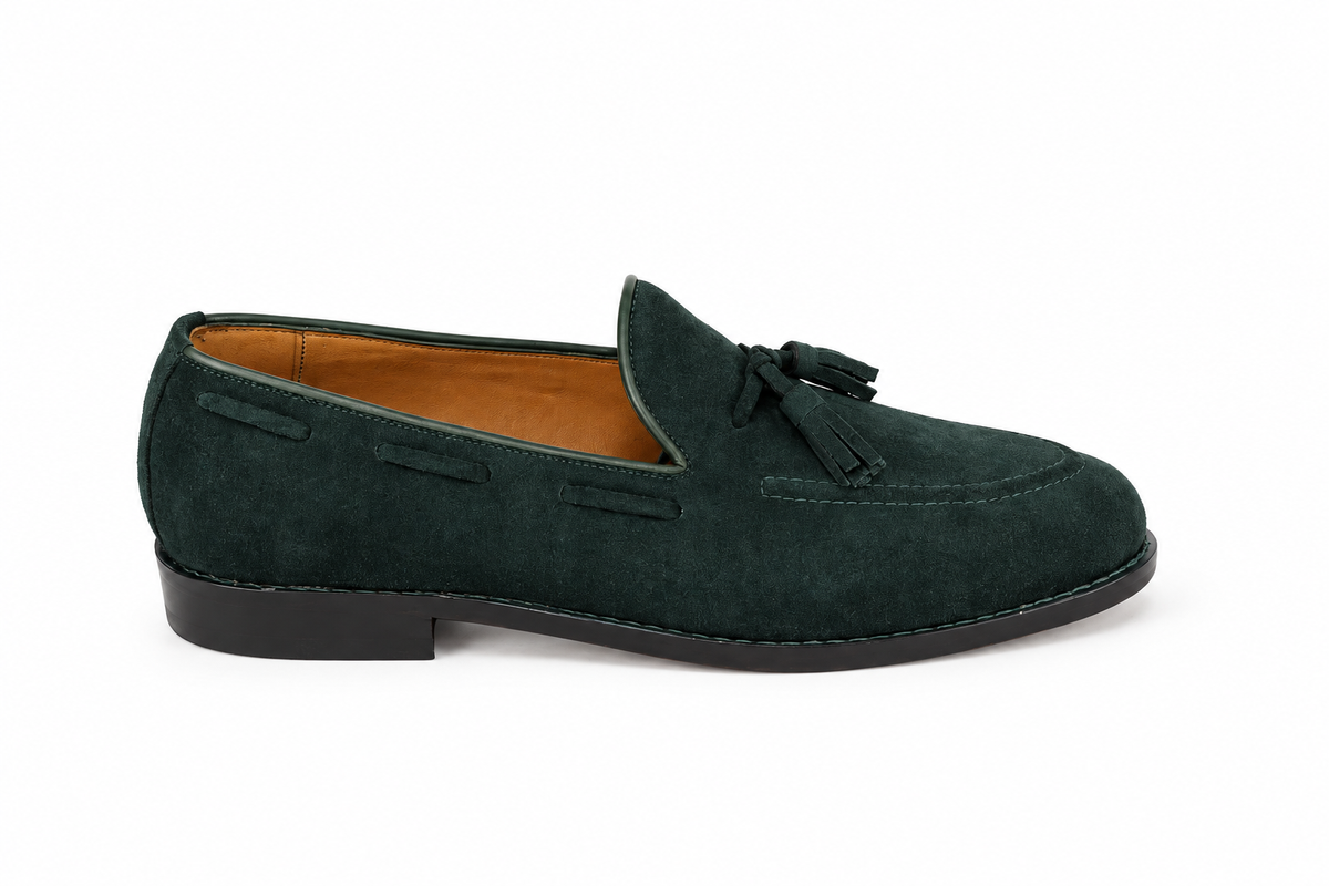 Tassel Loafer Windsor em camurça suede - cor Verde