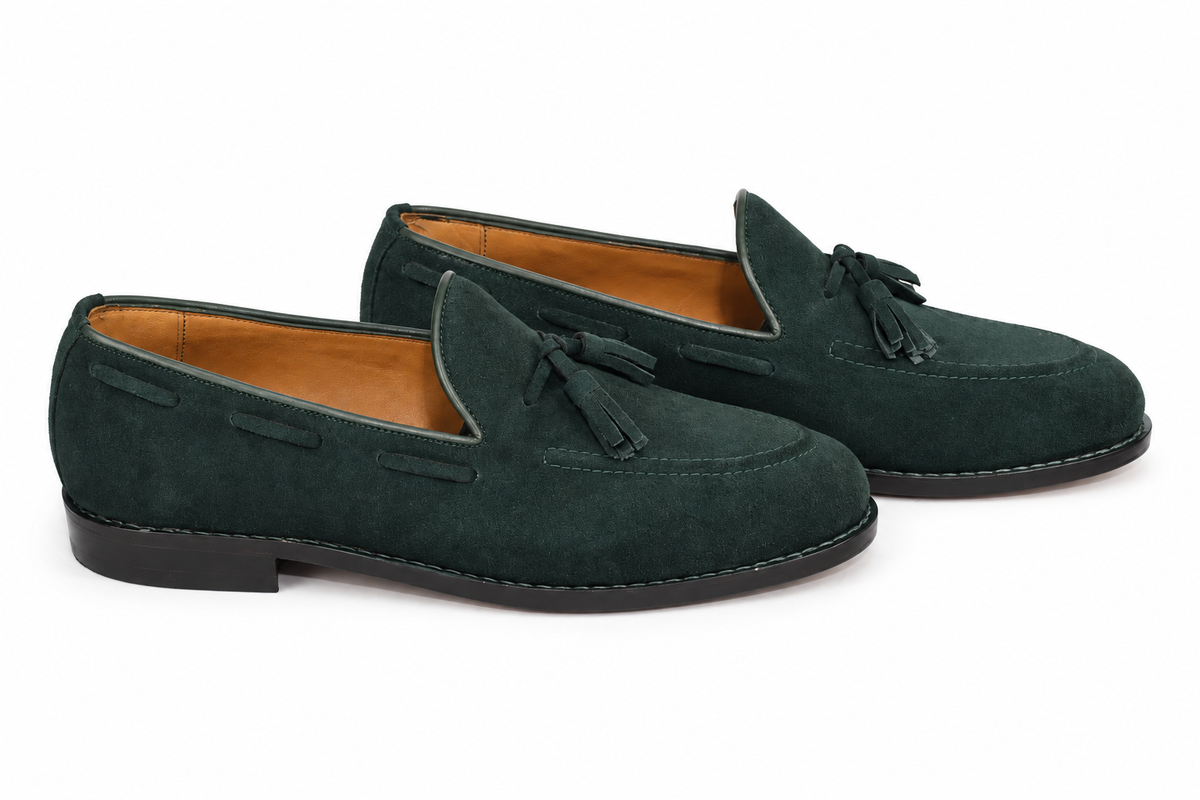 Tassel Loafer Windsor em camurça suede - cor Verde