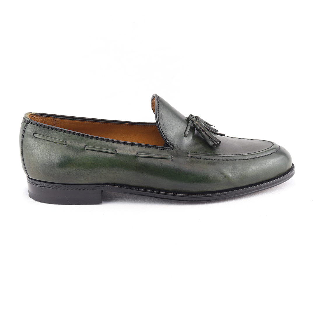 Windsor Classic Tassel Loafer handmade color Moss Green