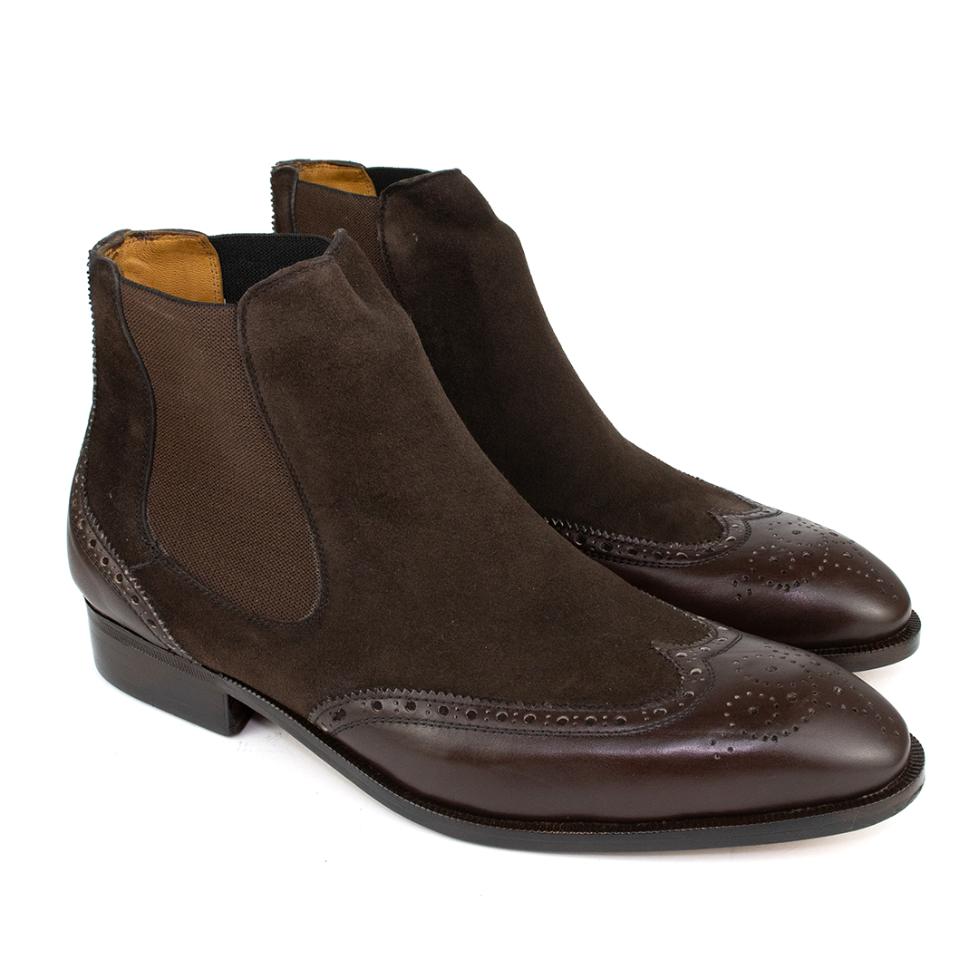 Bota Chelsea Brogue John - cor Marrom Café