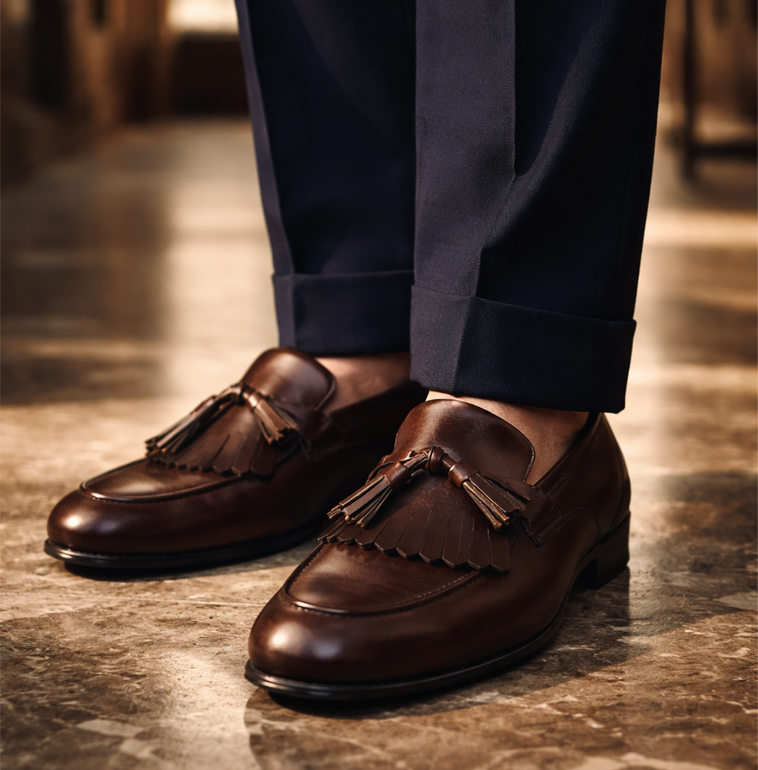 Tassel Loafer Kiltie Benjamim cor artesanal vinho