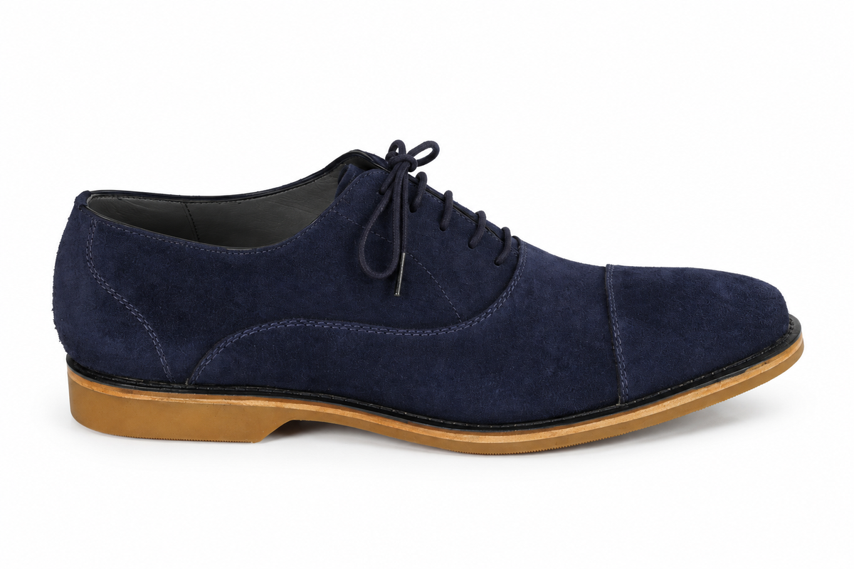 Oxford Cap Toe Casual Summer Camurça Suede - cor Azul Índigo