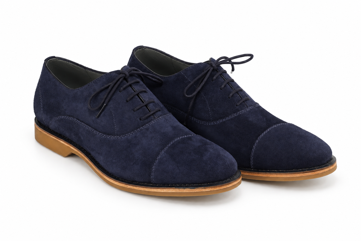 Oxford Cap Toe Casual Summer Camurça Suede - cor Azul Índigo