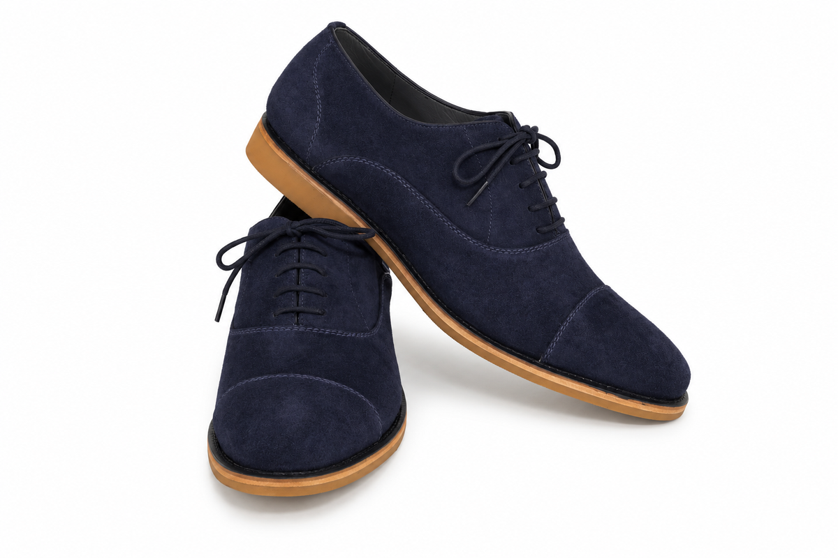 Oxford Cap Toe Casual Summer Camurça Suede - cor Azul Índigo