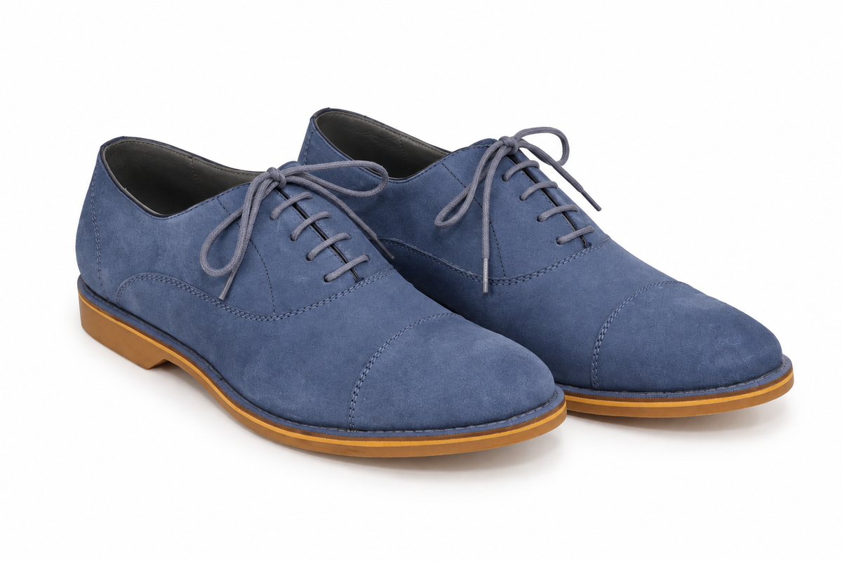 Oxford Cap Toe Summer Casual em Camurça - cor Azul Claro