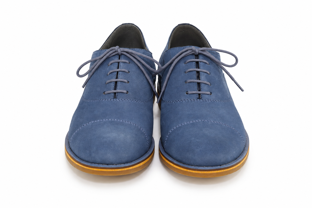Oxford Cap Toe Summer Casual em Camurça - cor Azul Claro