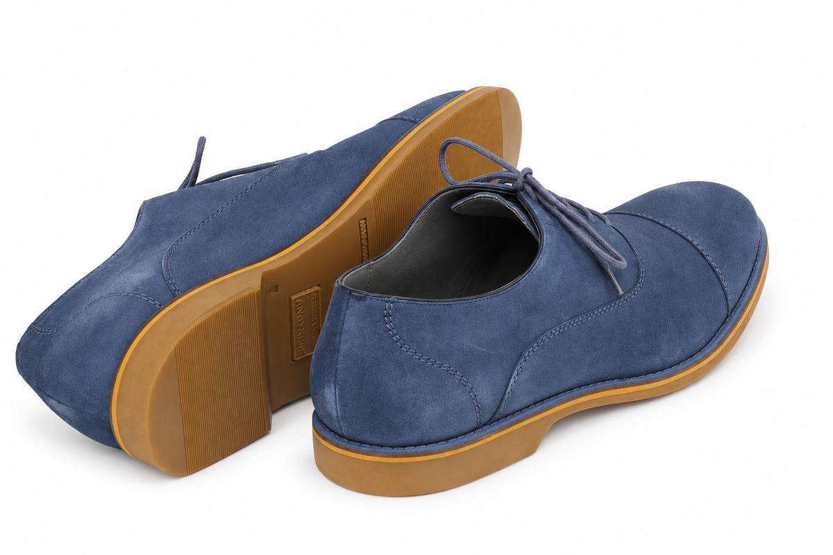 Oxford Cap Toe Summer Casual em Camurça - cor Azul Claro