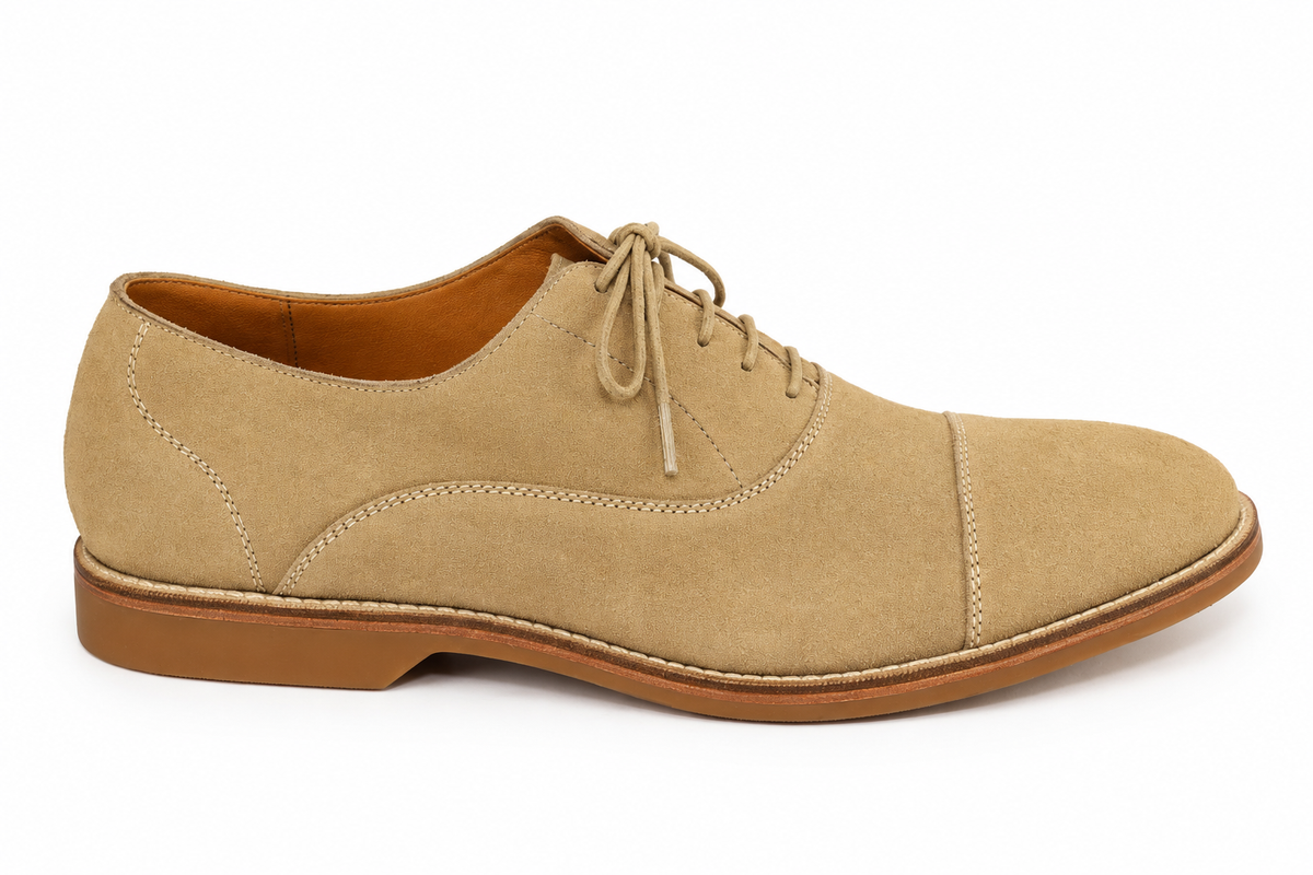Oxford Cap Toe Casual Summer Camurça Suede - cor Vanilla