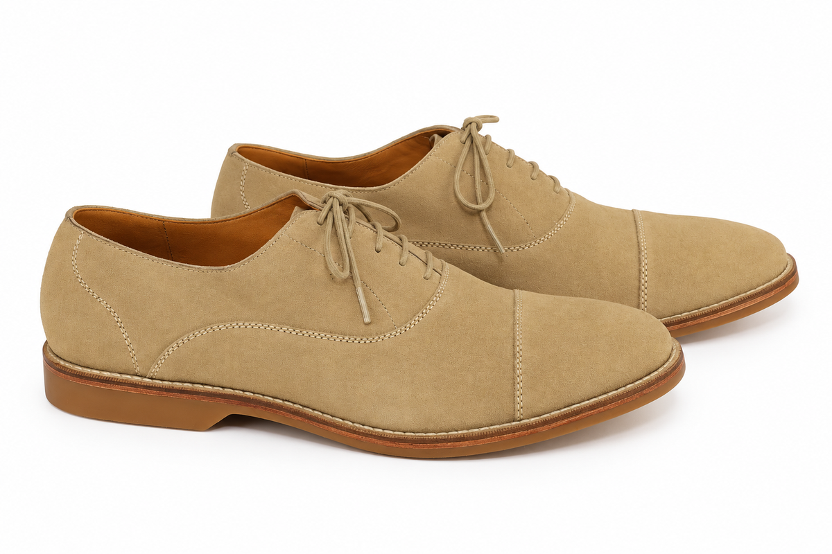 Oxford Cap Toe Casual Summer Camurça Suede - cor Vanilla
