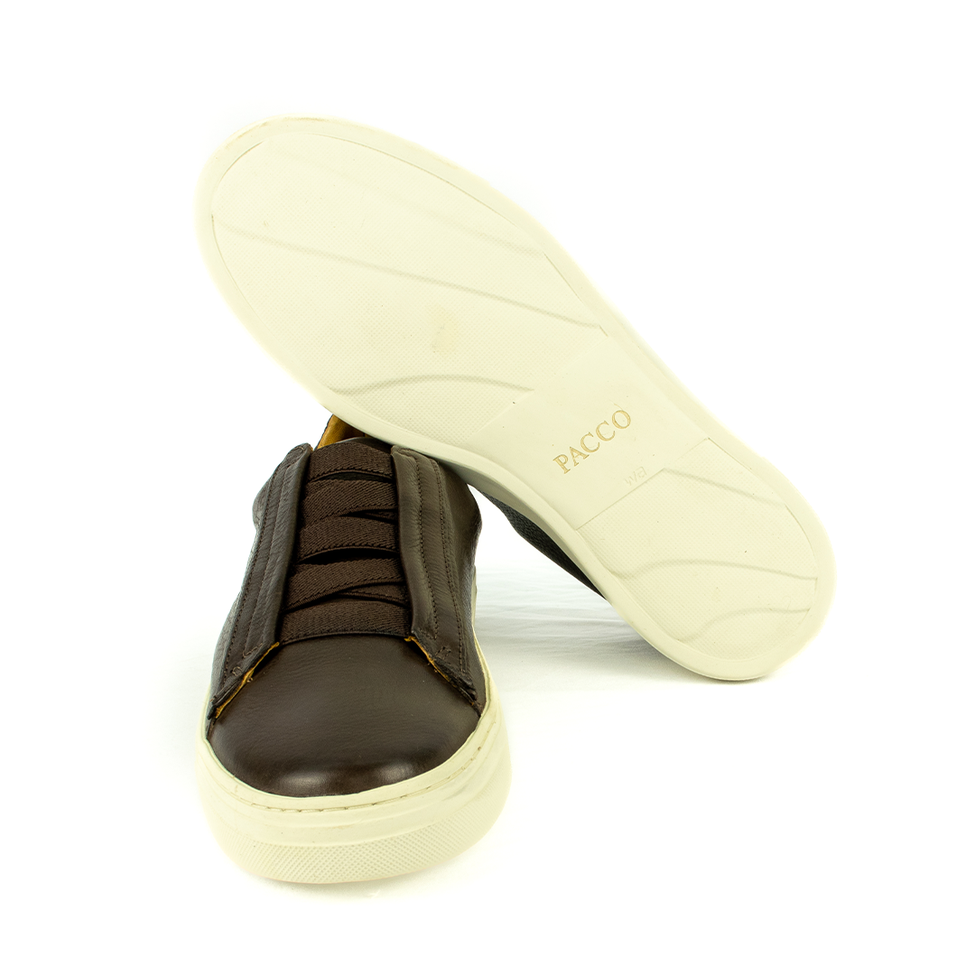 Sapatênis estilo italiano em couro Floater - cor Marrom Café