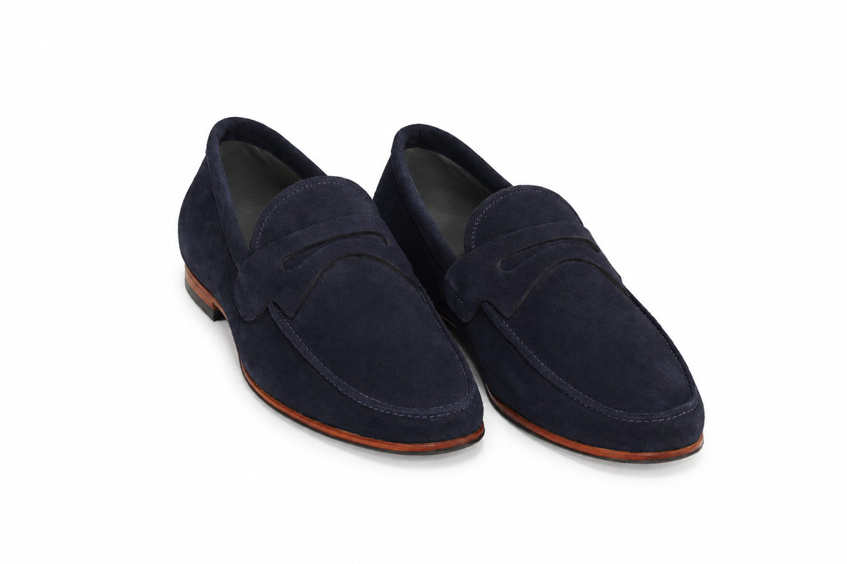 Mocassim Milão em camurça suede - cor Azul Índigo