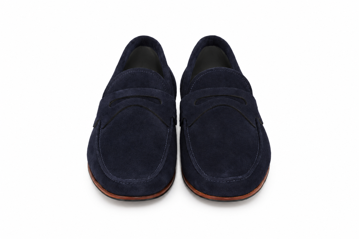 Mocassim Milão em camurça suede - cor Azul Índigo