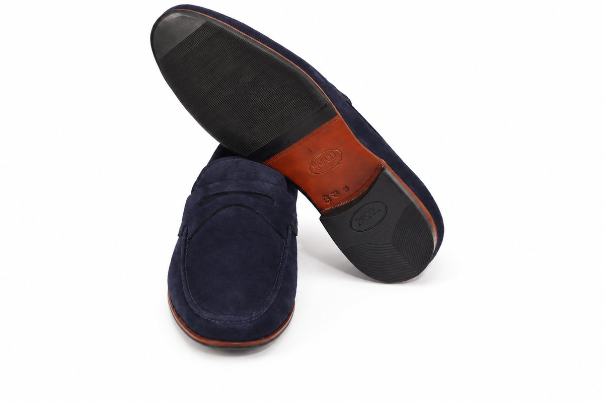 Mocassim Milão em camurça suede - cor Azul Índigo