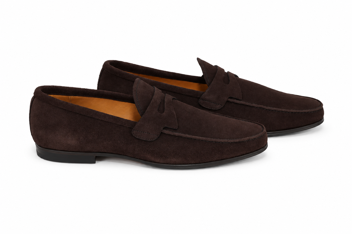 Mocassim Milão em camurça suede - cor Marrom Ganache