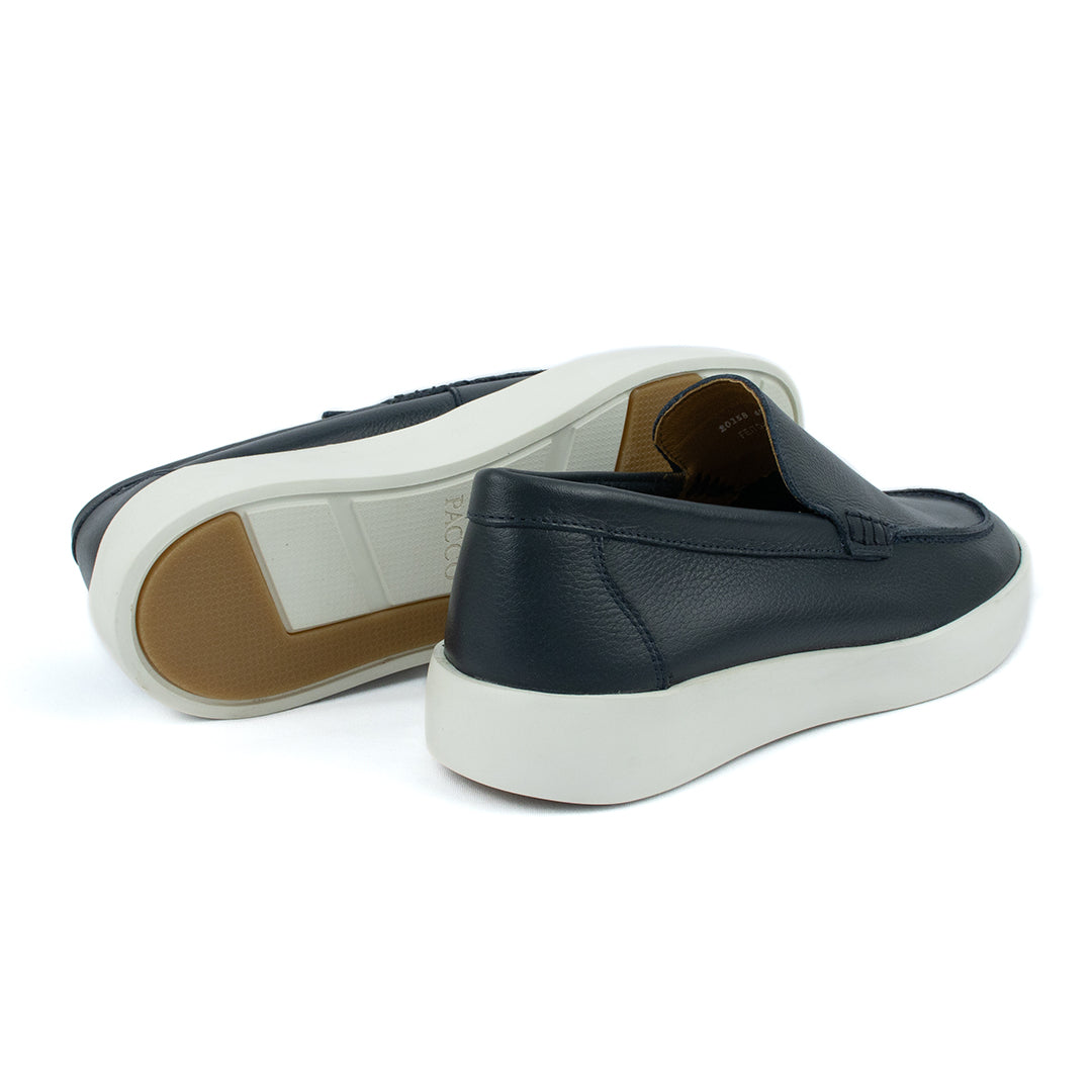 Novo Slip On Float couro Granulado - cor Azul Marinho