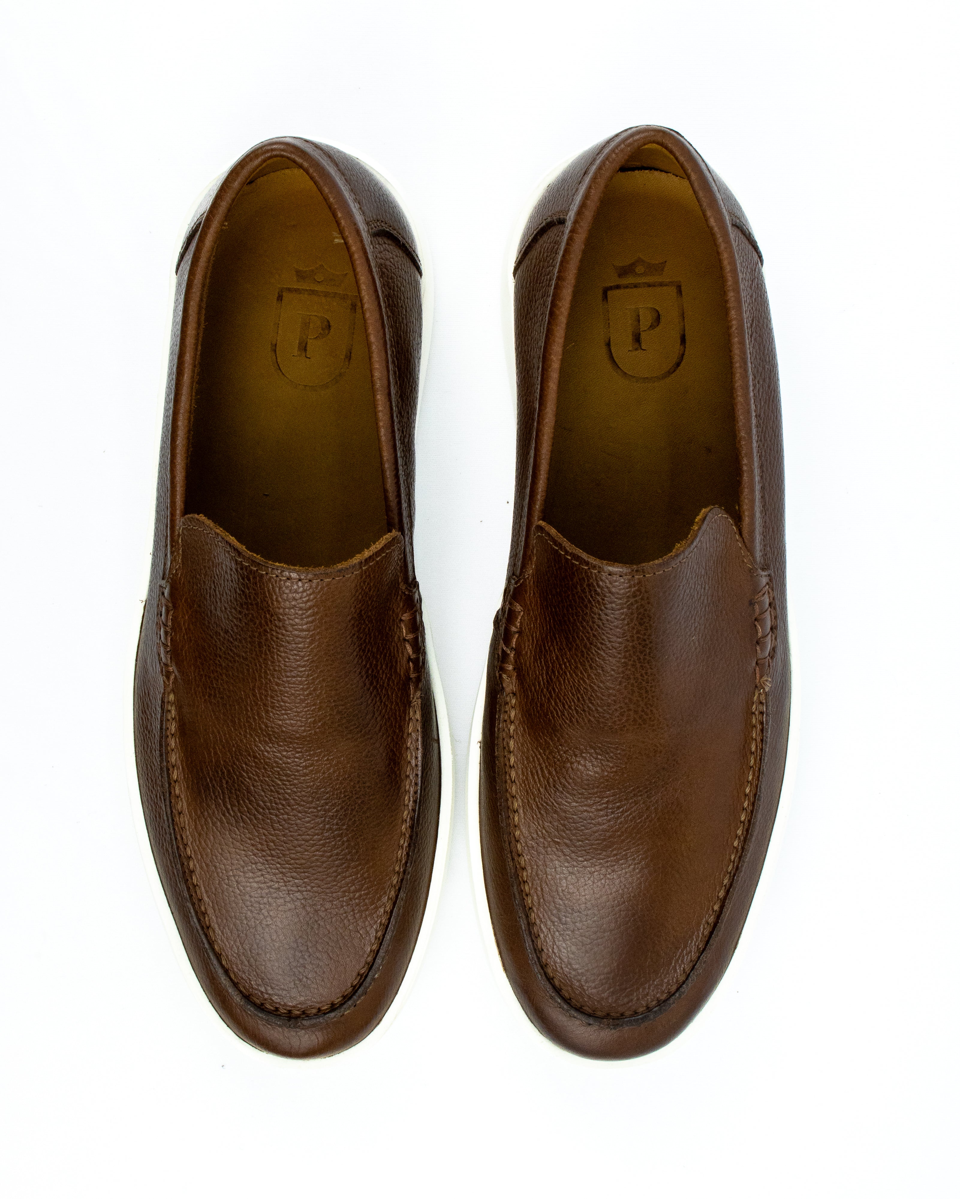 Novo Slip On Float couro Granulado - cor Conhaque