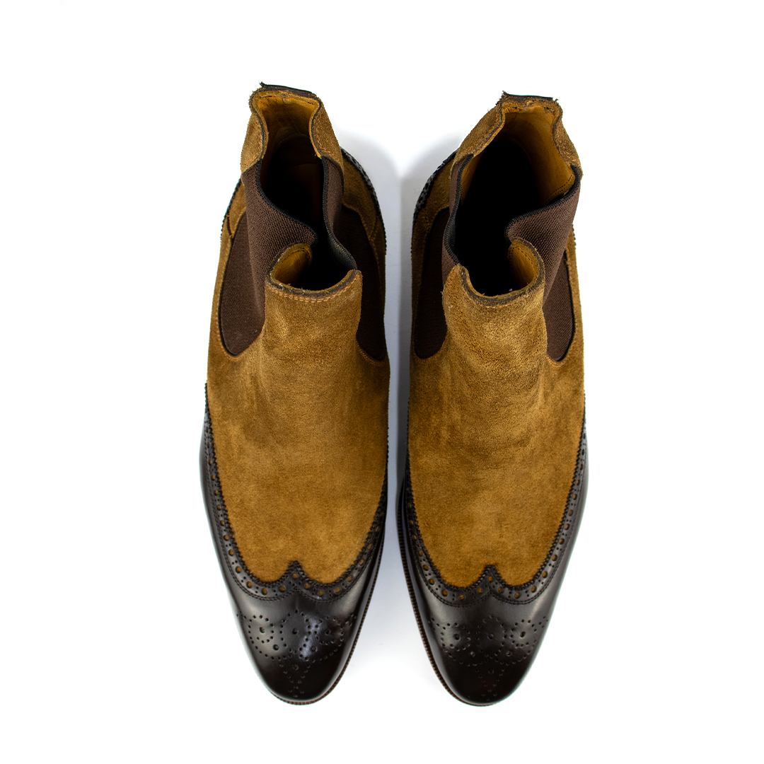 Luxuosa Bota Chelsea Brogue Wingtip John em 2 cores