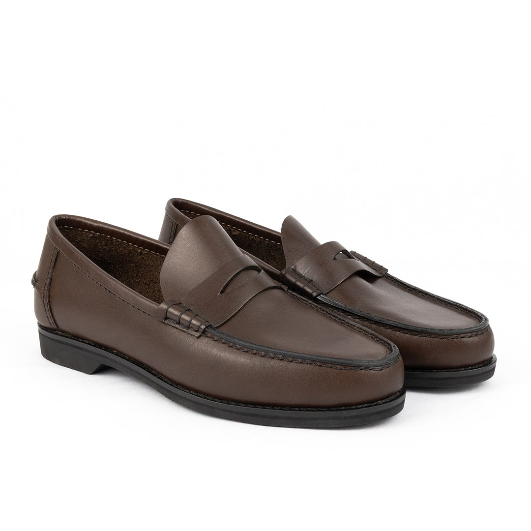 Argentine Moccasin - Cordoba Coffee Brown Rubber Soles