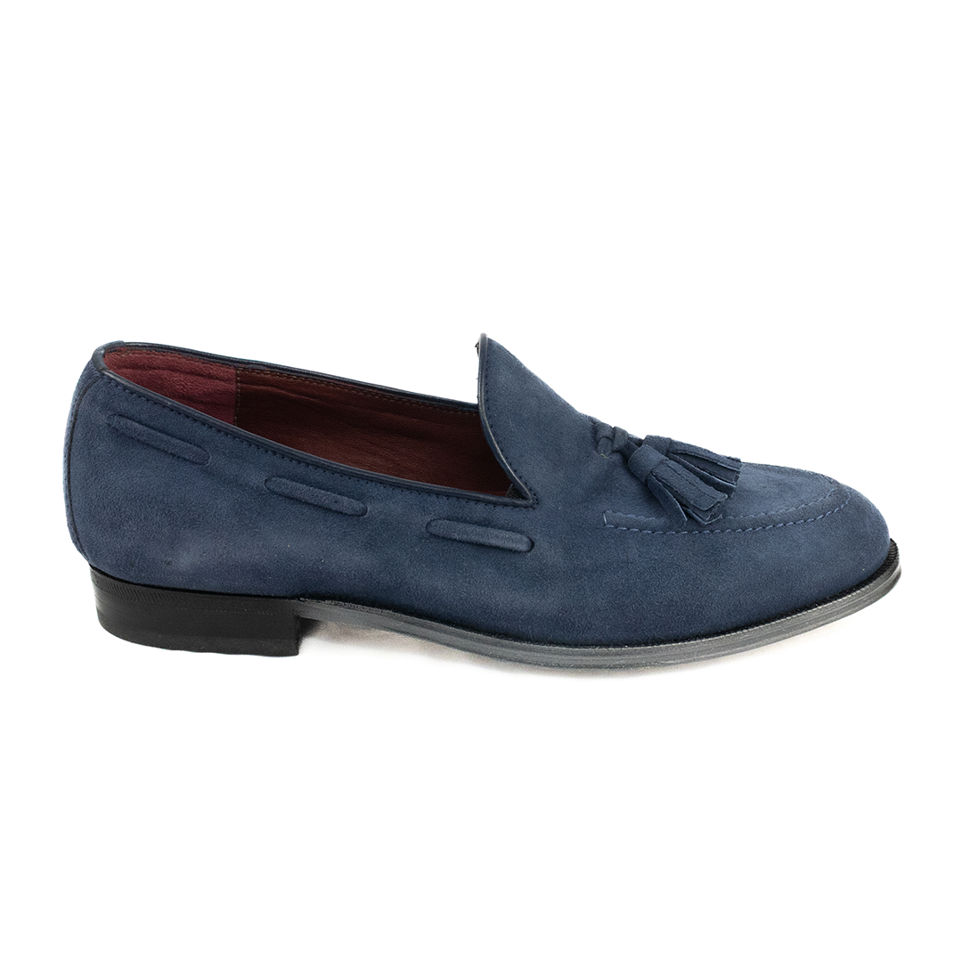ÚLTIMO PAR TAMANHO 37 Tassel Loafer em camurça - cor azul
