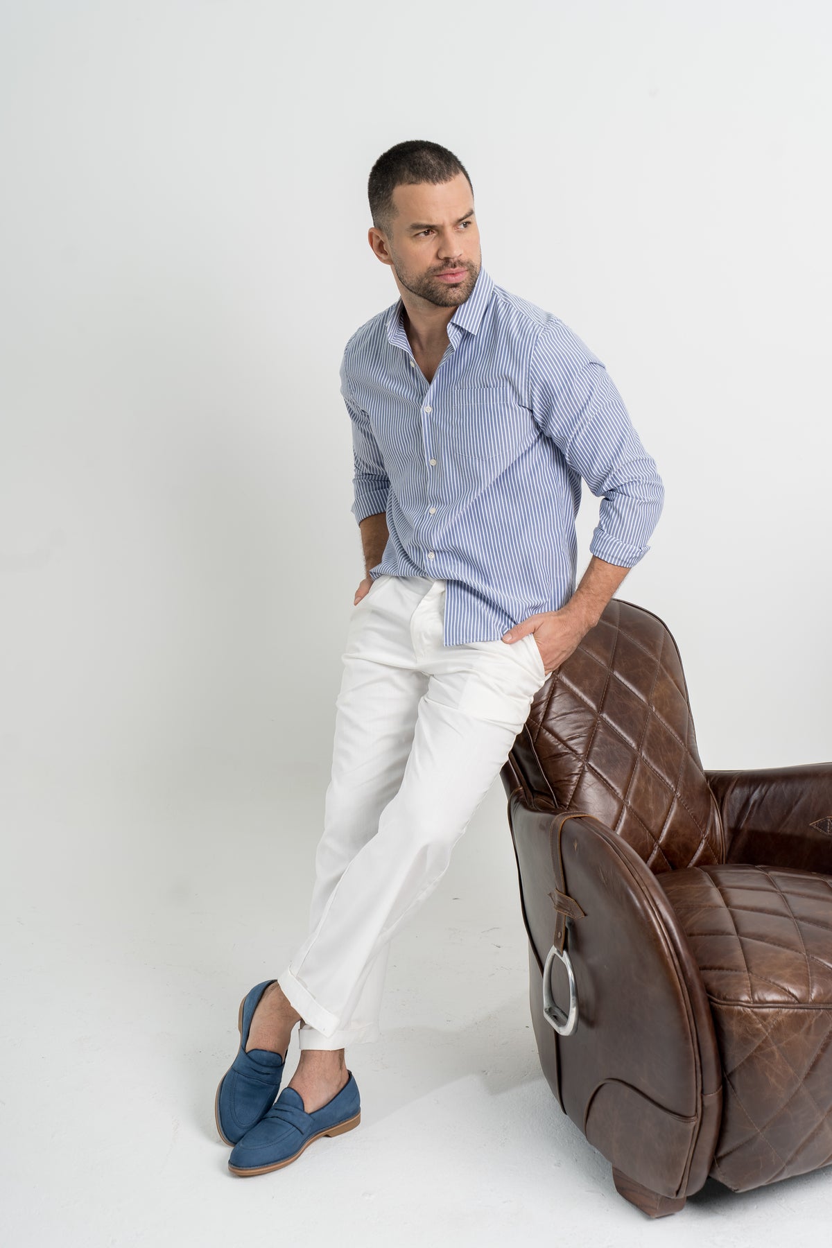 Loafer Walker Verão Camurça - cor Azul Claro