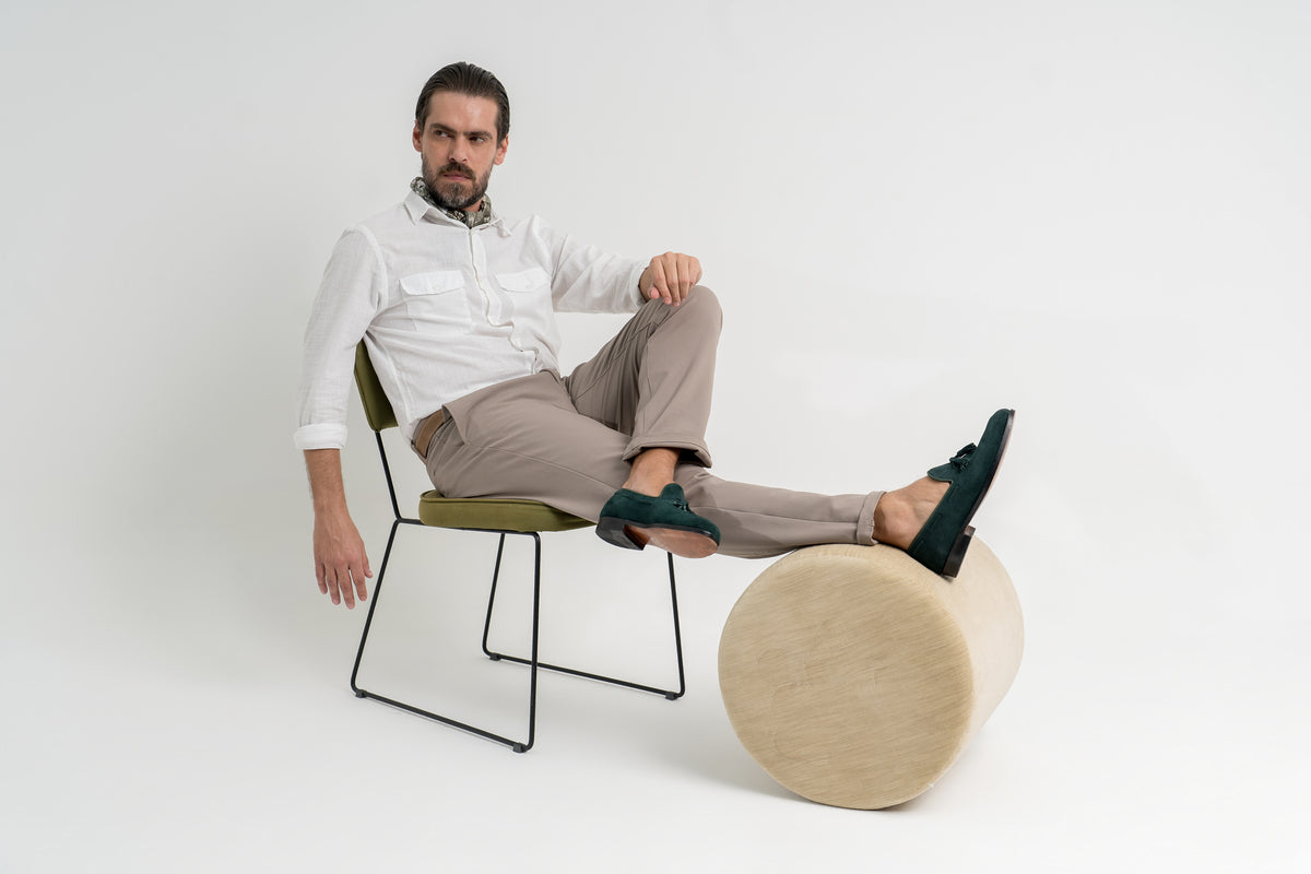 Tassel Loafer Windsor em camurça suede - cor Verde