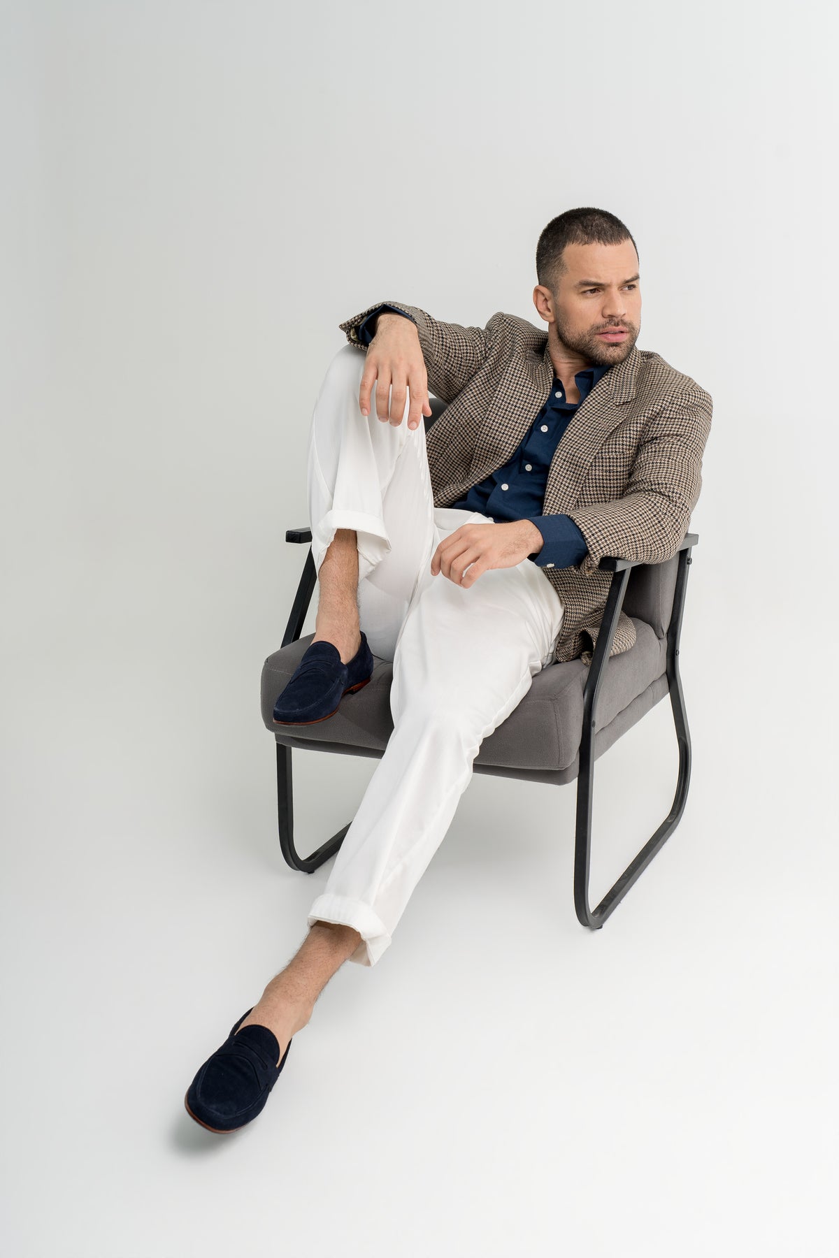 Mocassim Milão em camurça suede - cor Azul Índigo