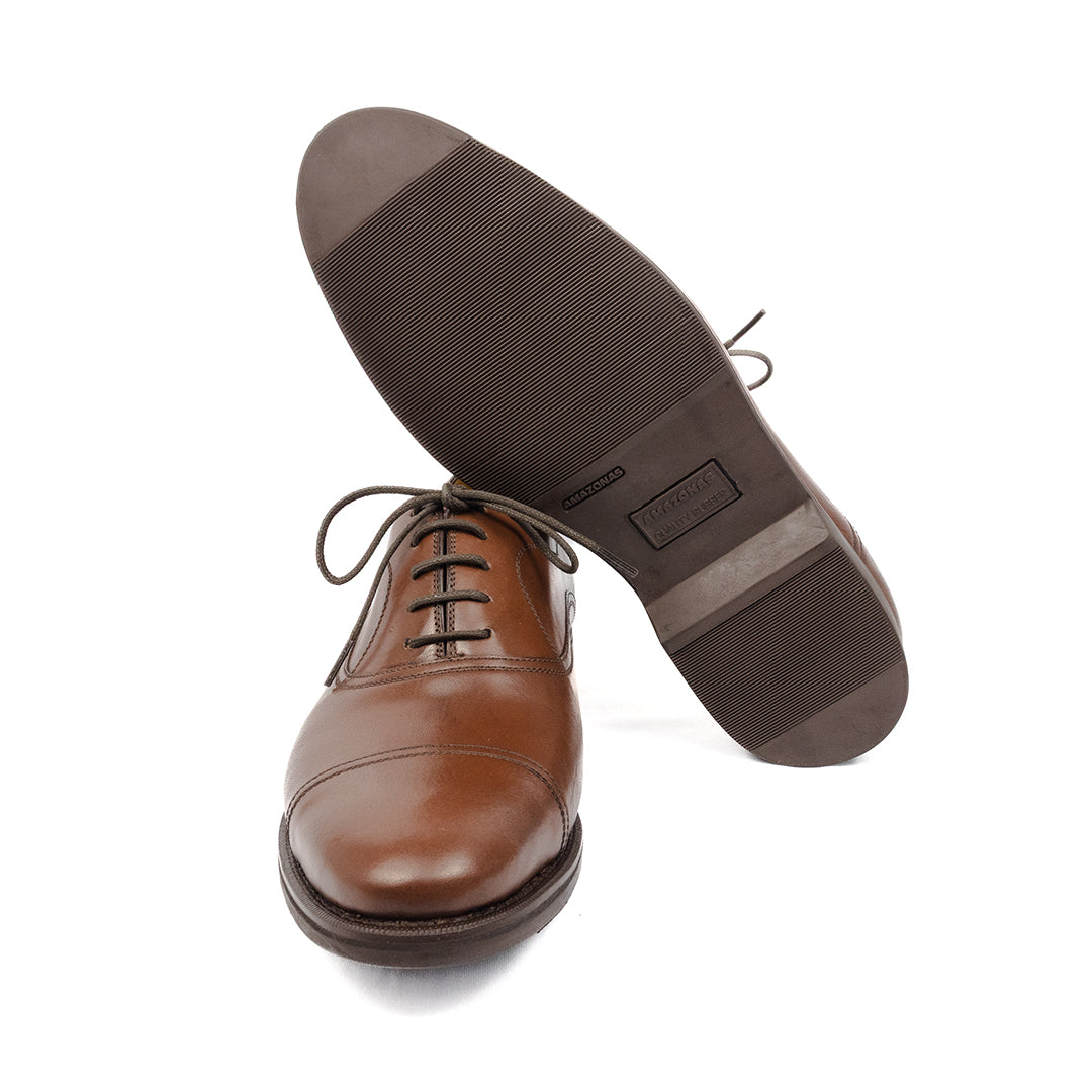 Oxford Cap Toe Ronald Solado de Borracha - cor Mahogany