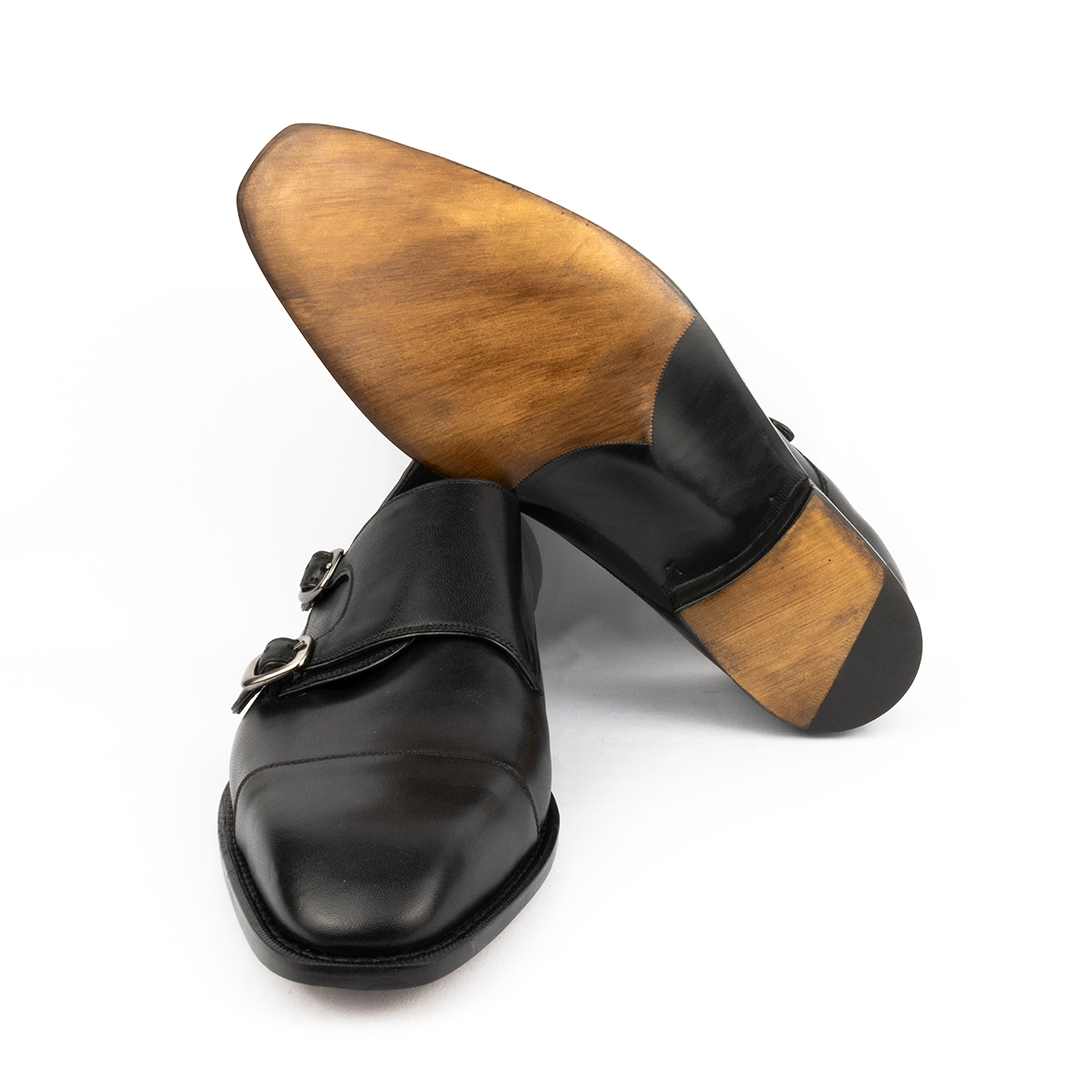 Double Monk Cap Toe Treviso cor Preto