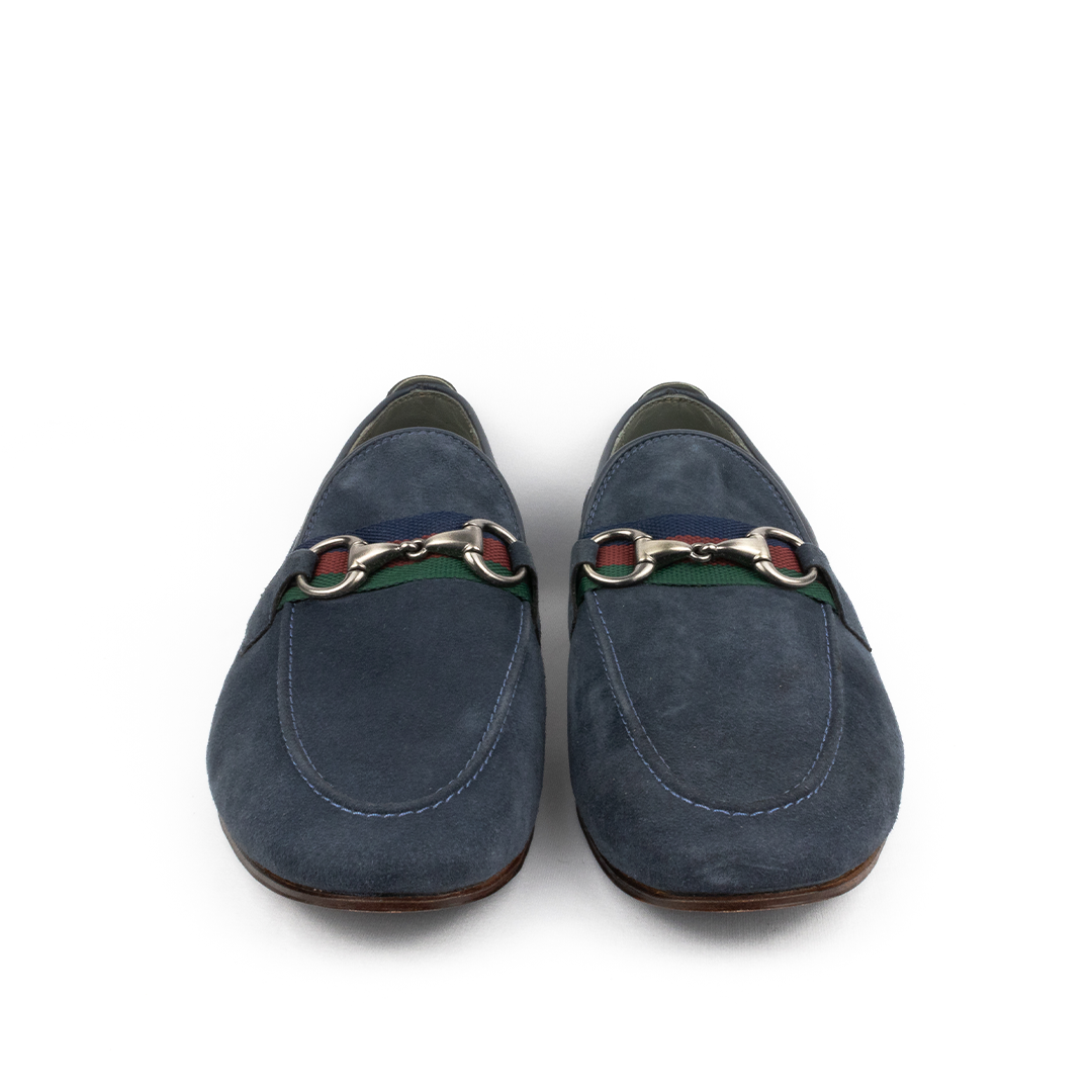 Mocassim Casual Simone em camurça cor azul marinho