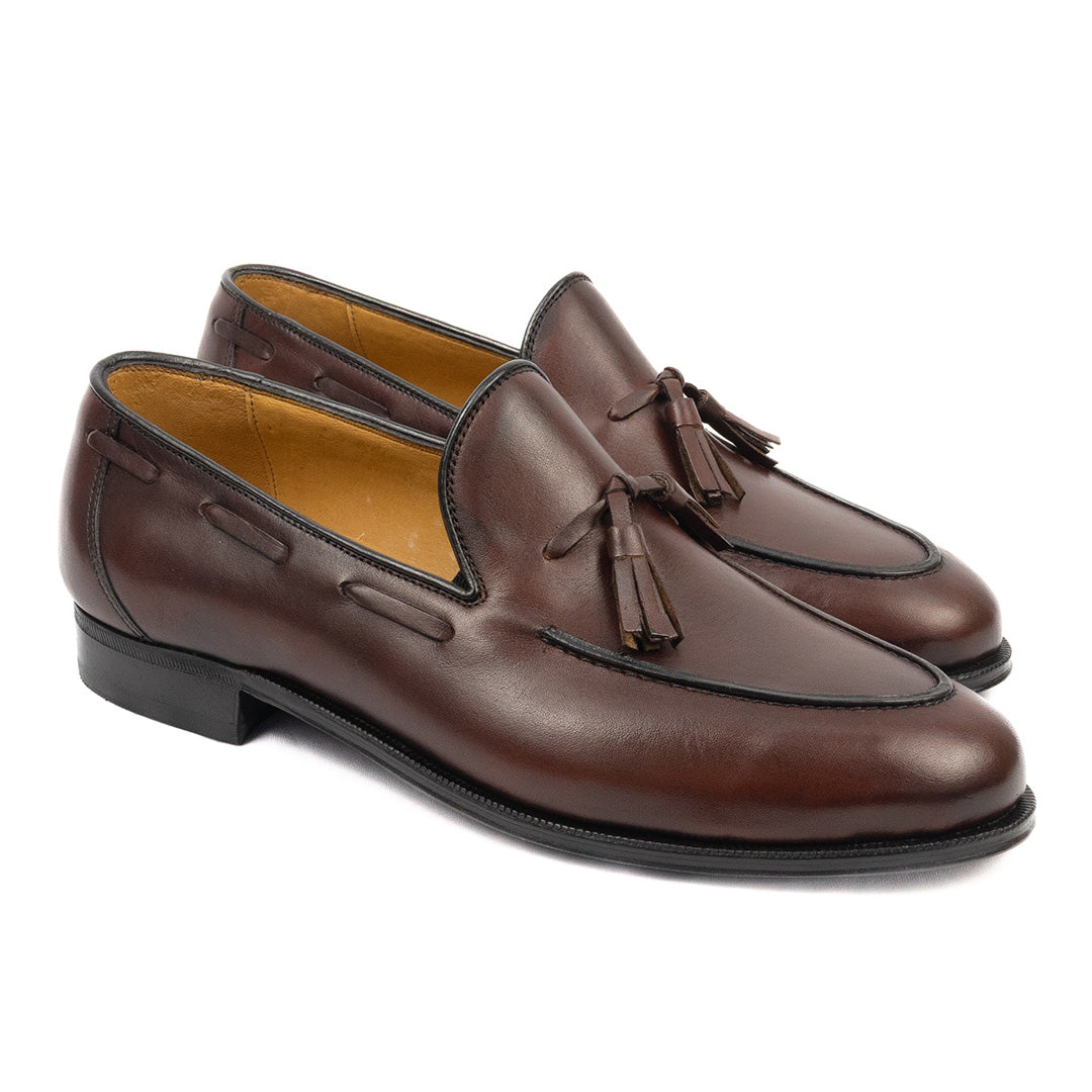 Clássico Tassel Loafer Max -cor artesanal vinho.