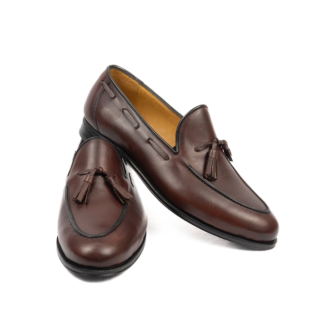 Clássico Tassel Loafer Max -cor artesanal vinho.
