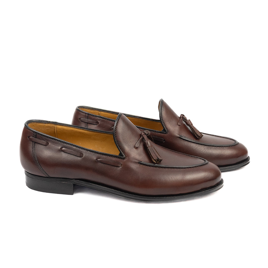 Clássico Tassel Loafer Max -cor artesanal vinho.