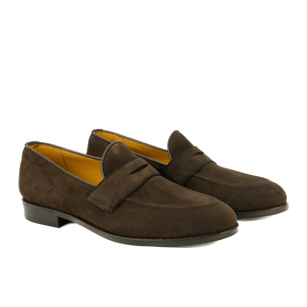 Clássico Loafer estilo Inglês Walker em Camurça - cor marrom café
