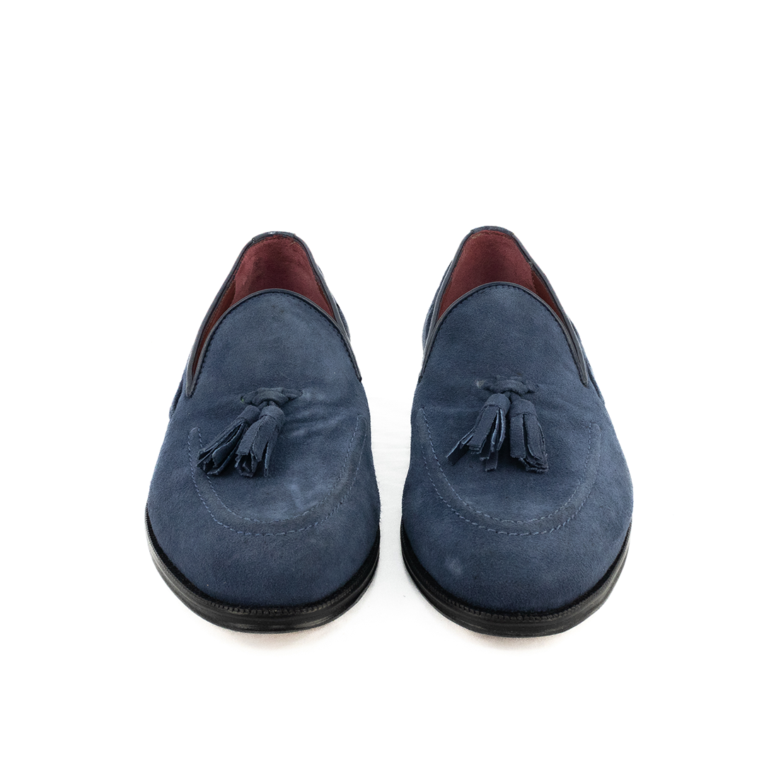 ÚLTIMO PAR TAMANHO 37 Tassel Loafer em camurça - cor azul