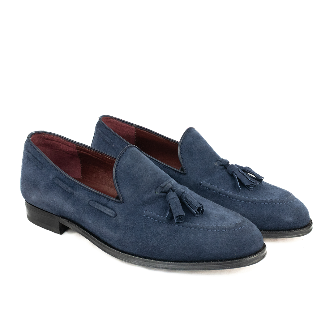ÚLTIMO PAR TAMANHO 37 Tassel Loafer em camurça - cor azul