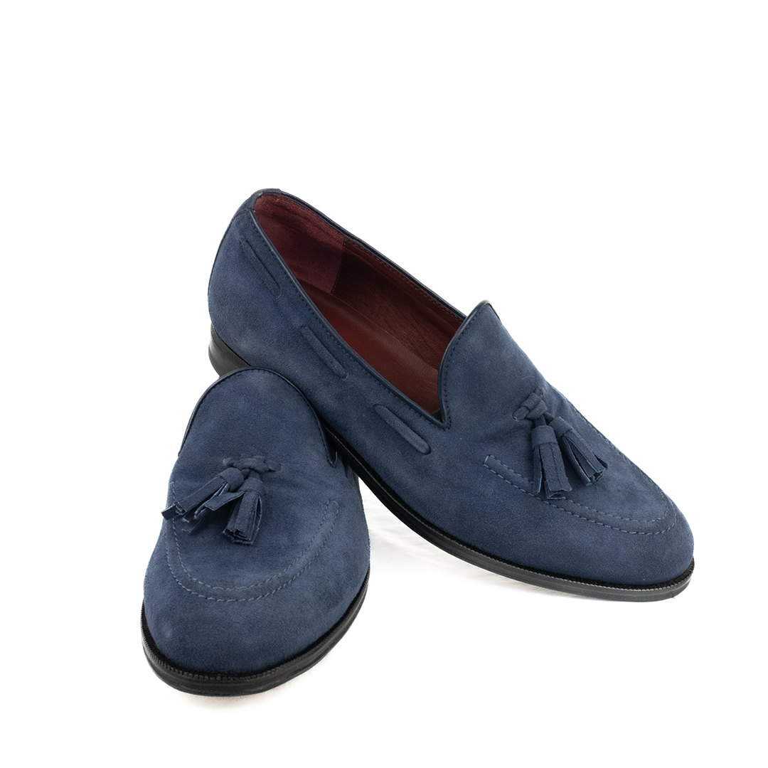 ÚLTIMO PAR TAMANHO 37 Tassel Loafer em camurça - cor azul
