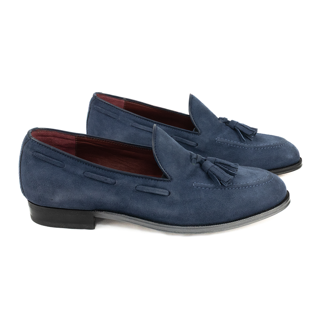 ÚLTIMO PAR TAMANHO 37 Tassel Loafer em camurça - cor azul