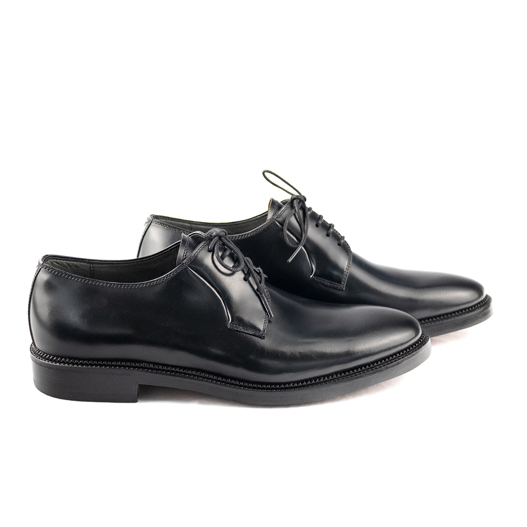 Derby Plain Toe Ernesto Solado Duplo e cor preto