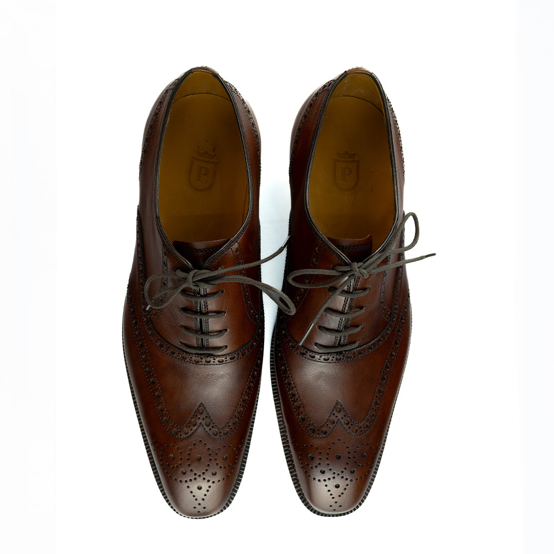 Luxuoso Full Brogue Charles cor Artesanal Chocolate