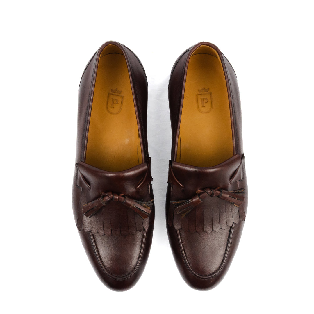 Tassel Loafer Kiltie Benjamim cor artesanal vinho