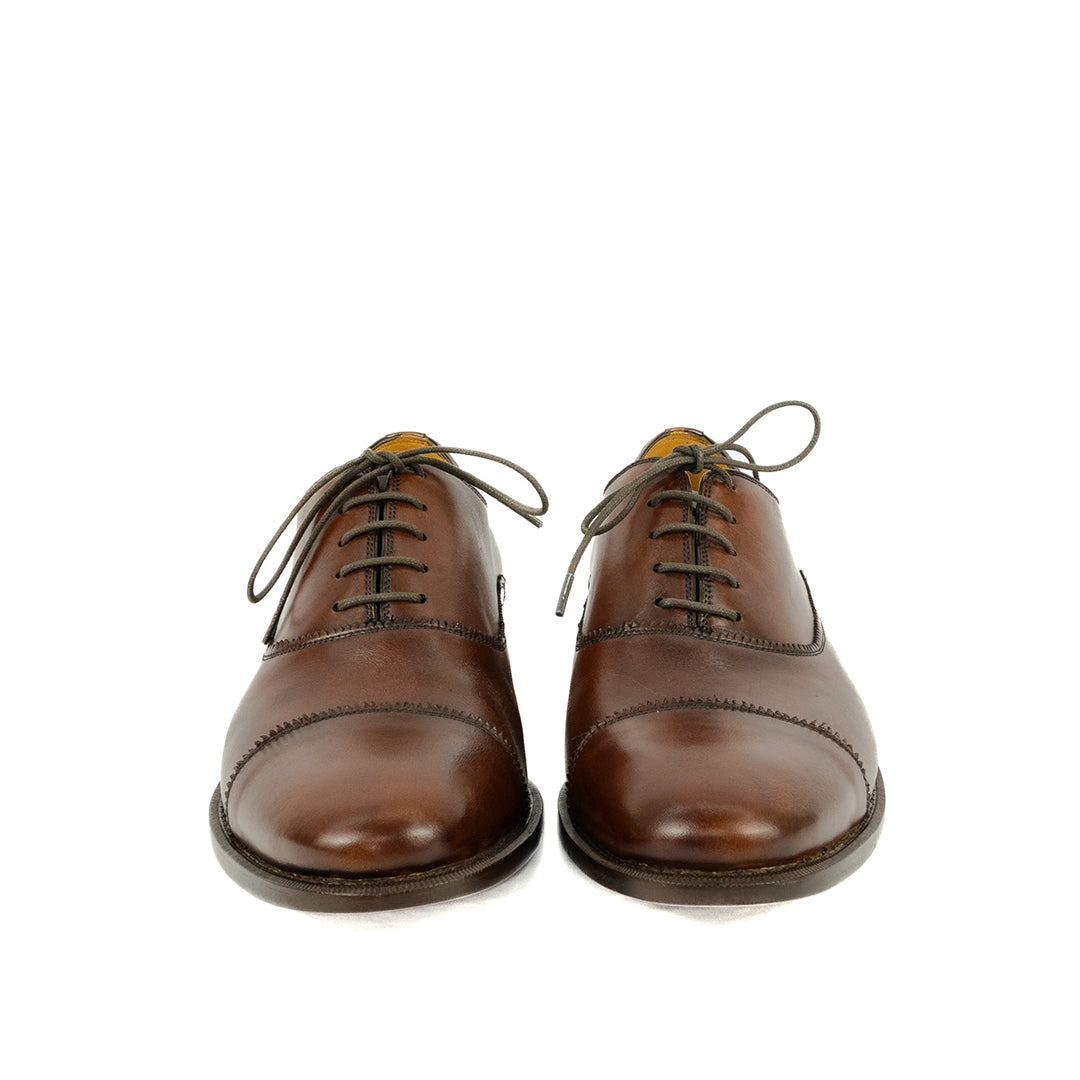 Oxford Cap Toe Parker Solado Duplo cor artesanal chocolate