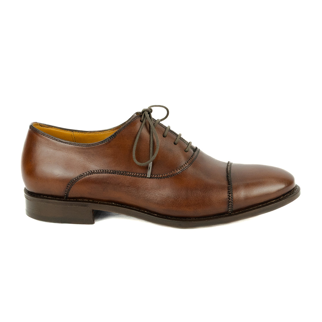 Oxford Cap Toe Parker Solado Duplo cor artesanal chocolate