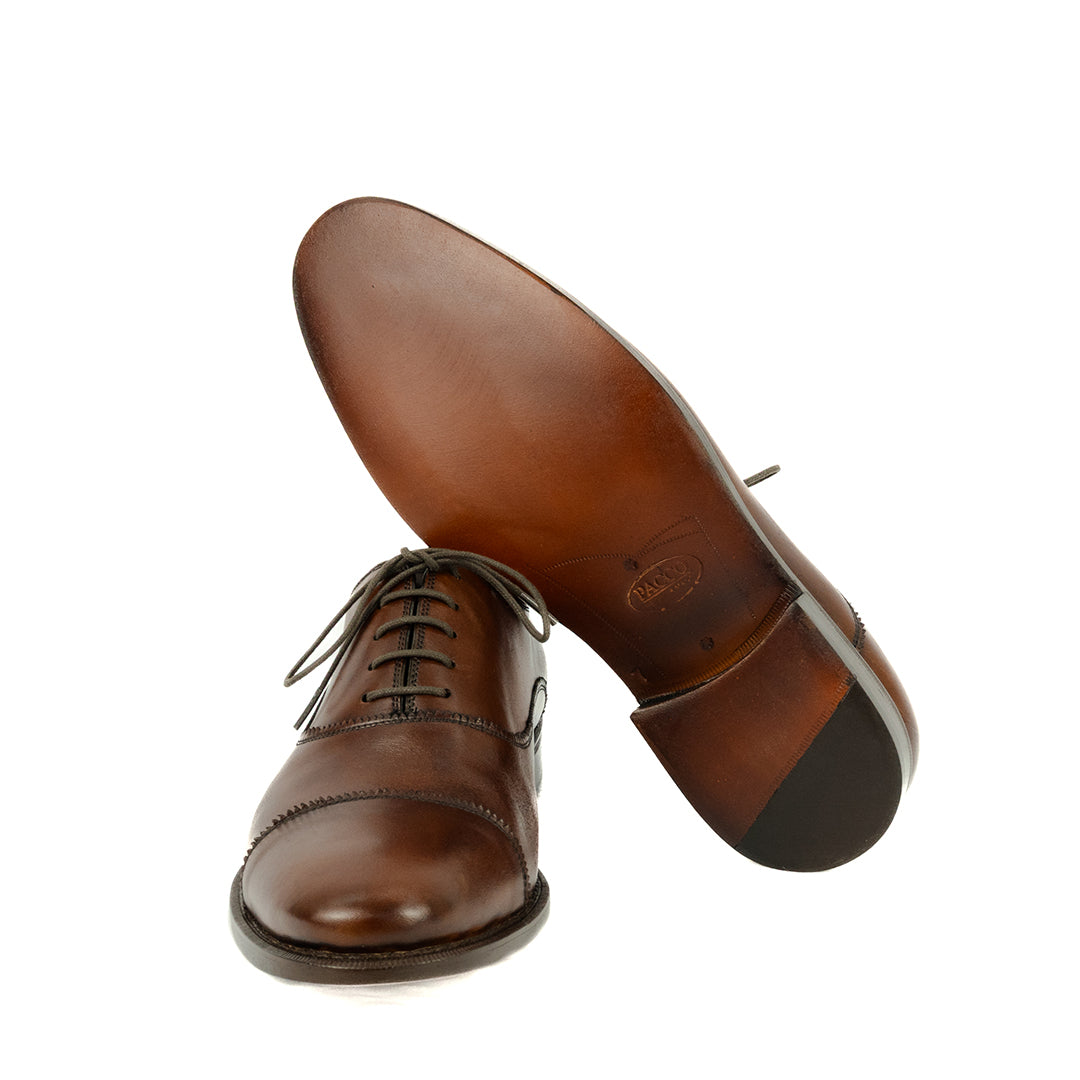 Oxford Cap Toe Parker Solado Duplo cor artesanal chocolate