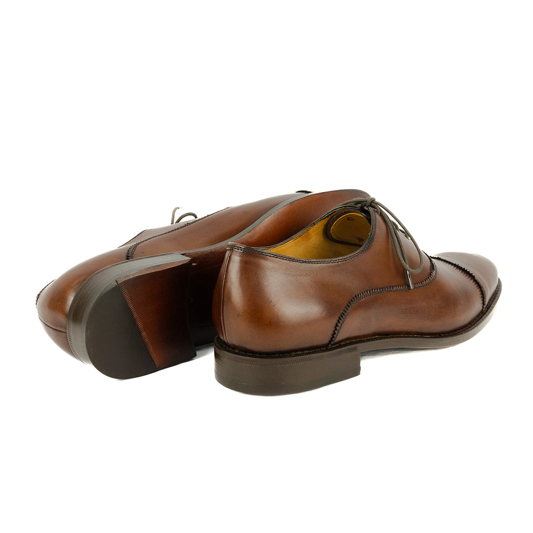 Oxford Cap Toe Parker Solado Duplo cor artesanal chocolate