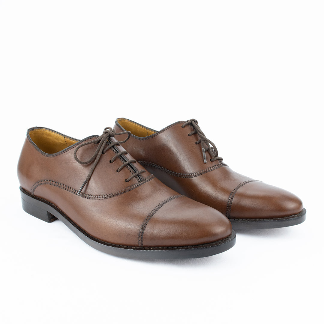 Oxford Cap Toe solado duplo Parker cor mahogany