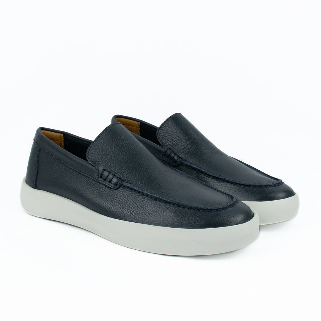 Novo Slip On Float couro Granulado - cor Azul Marinho